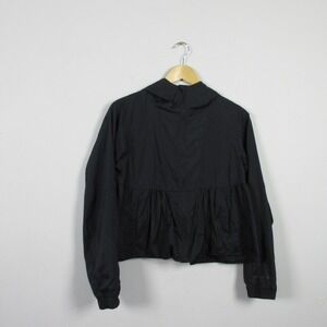 Lululemon Relaxed Fit Gathered Cropped Hoodie Jacket Women 2 Black Peplum 170